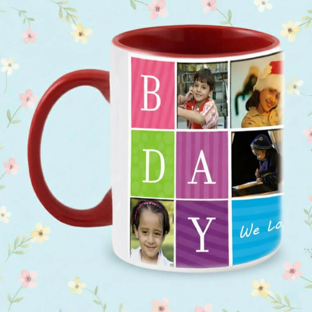 Zpics Birthday Wishes Coffee Mug White Exterior Red Interior Custom Gift