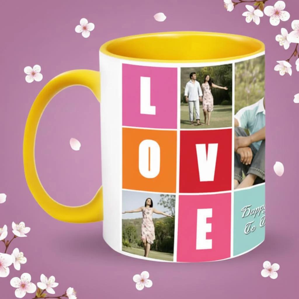 Zpics Romantic Love Mug Premium Coffee Mug Yellow Inside Gift Idea