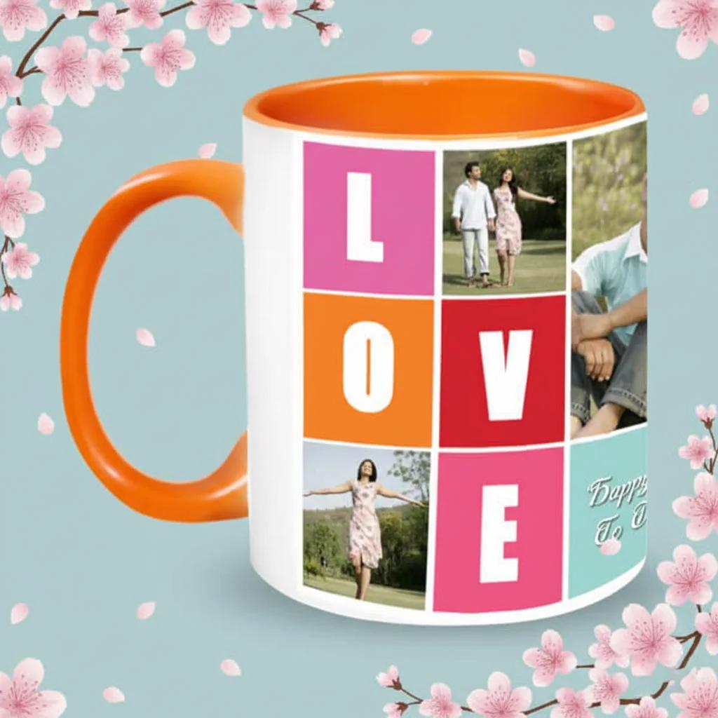 Zpics Unique Love Mug Orange Interior Premium Coffee Gift for Loved Ones