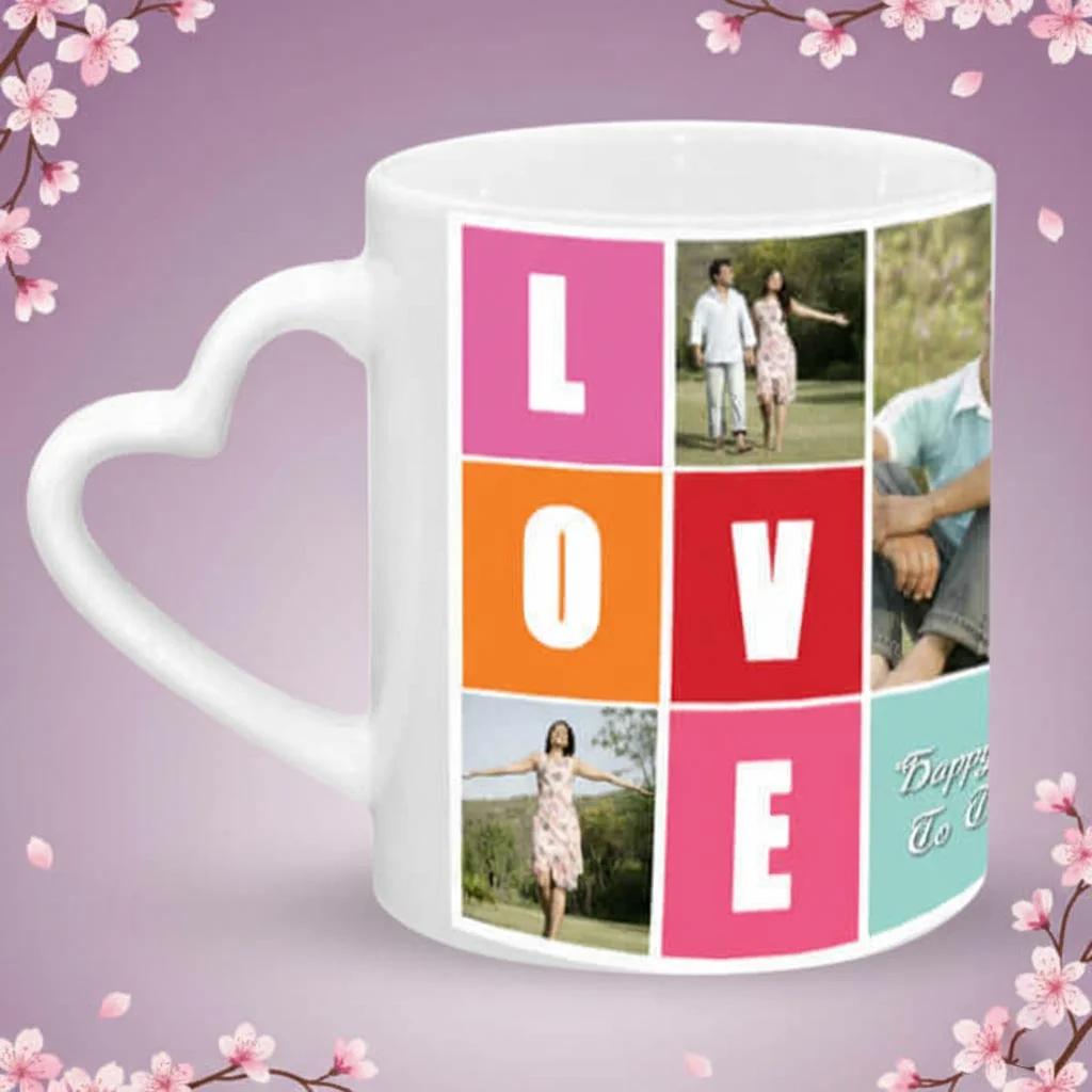 Zpics Custom Printed Heart Shaped Handle Love Mug Premium Coffee Gift