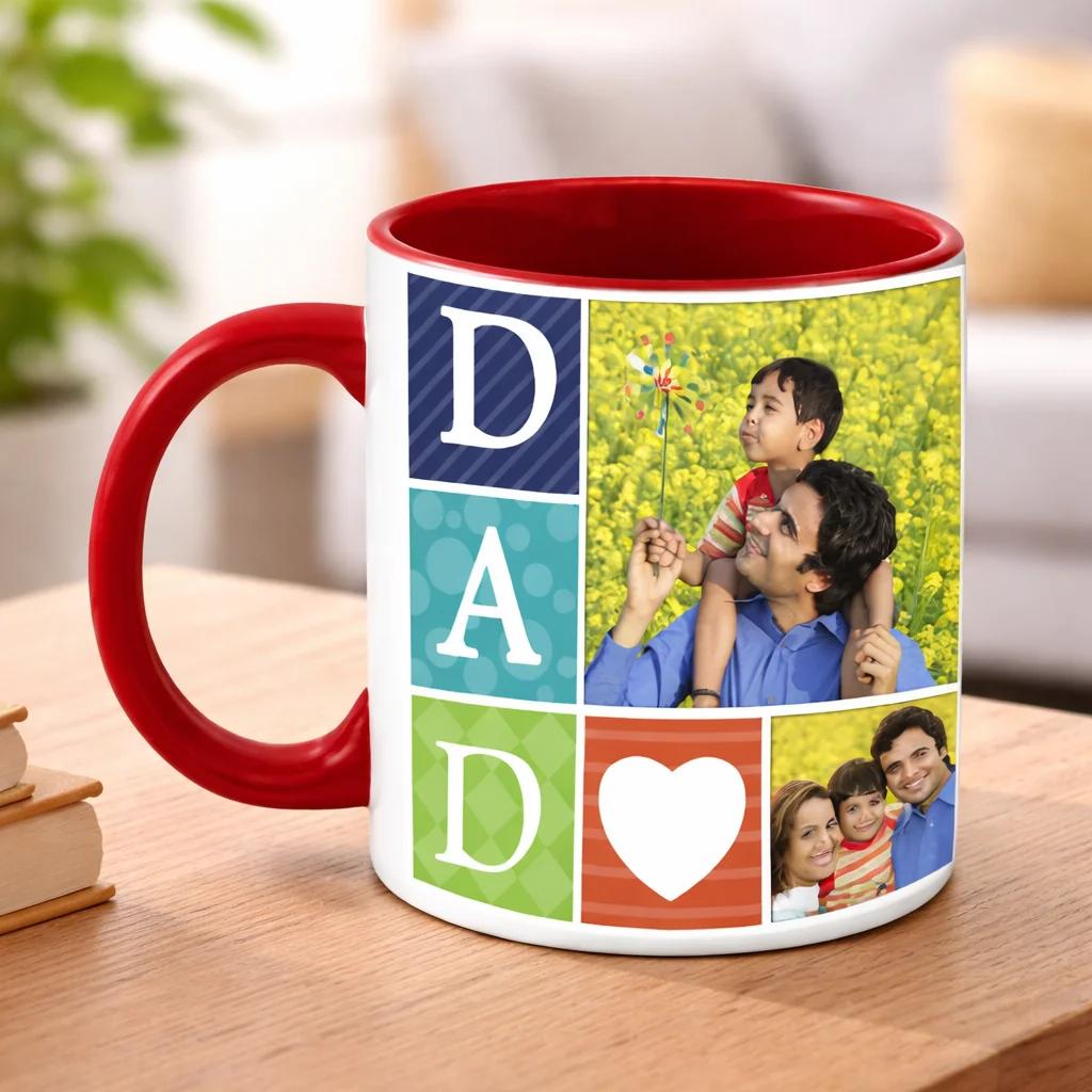 Zpics My Dad My Superhero Coffee Mug Red Inside Birthday Gift for Father