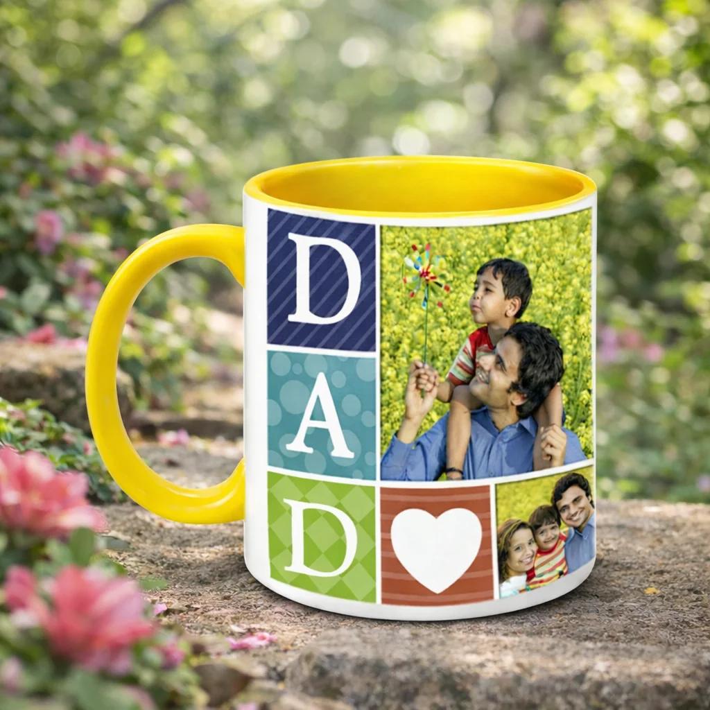 Zpics Personalized Yellow Interior Superhero Dad Coffee Mug Birthday Present