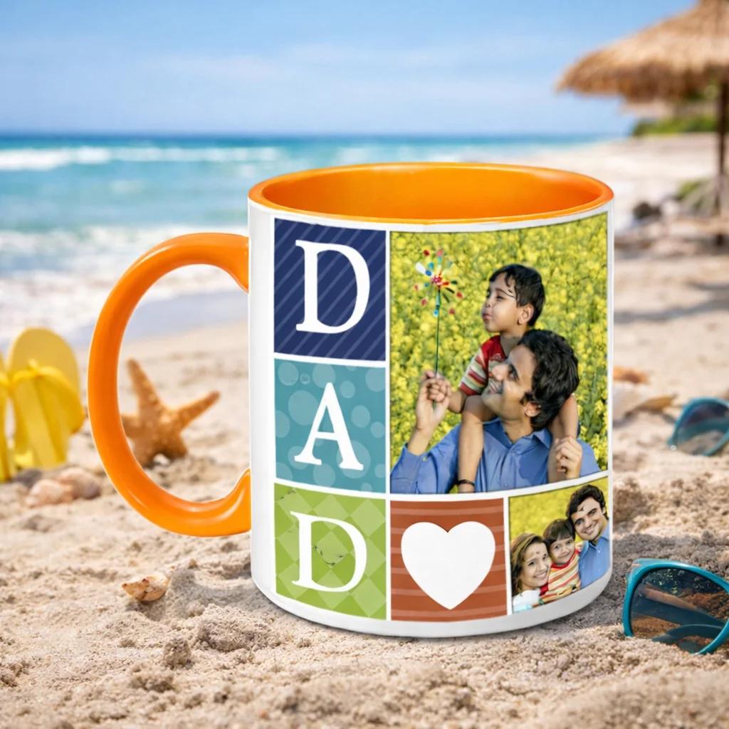 Zpics My Dad My Superhero Coffee Mug Orange Inside Birthday Gift for Father