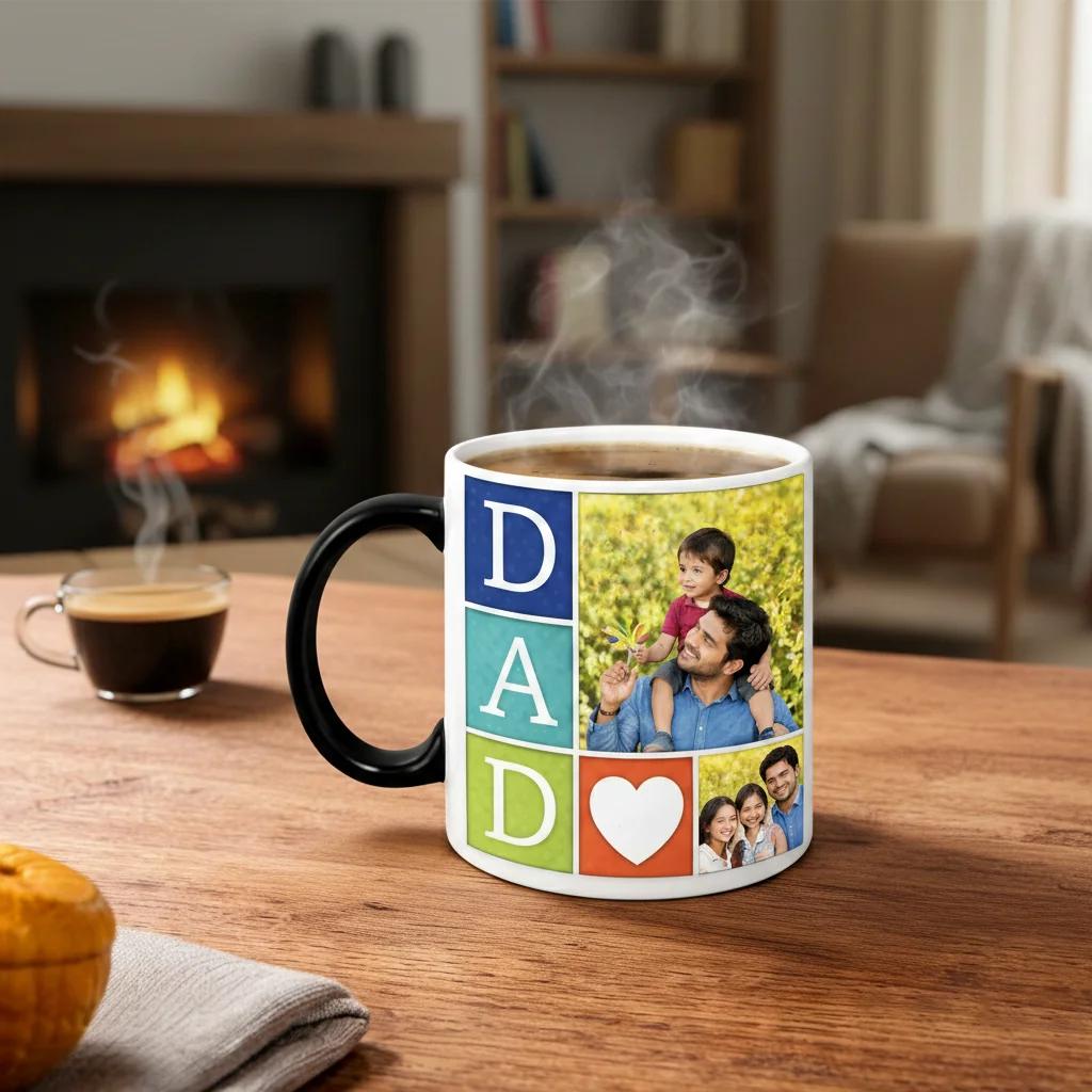 Zpics Personalized Heat Sensitive Coffee Mug My Dad My Superhero Birthday Gift