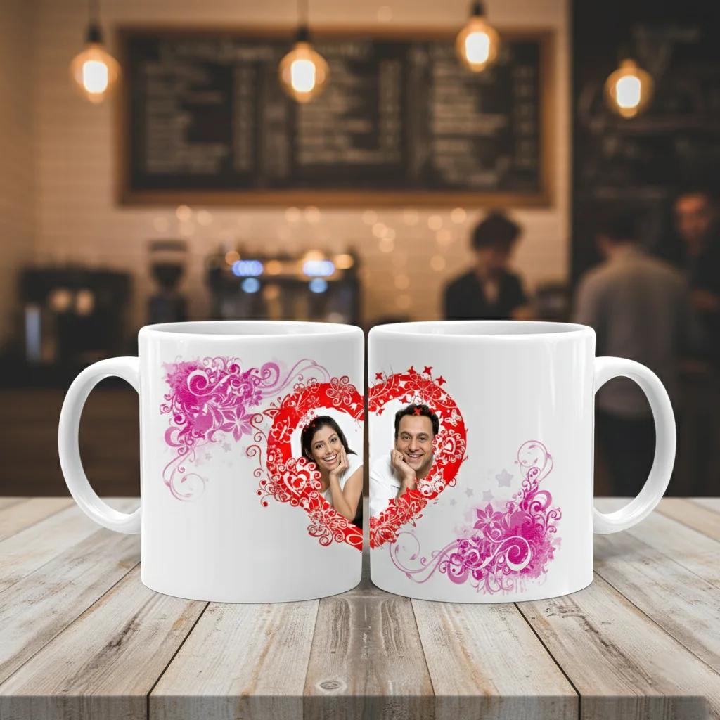 Zpics Custom Coffee Mugs for Couples His and Her Set Choose Two Photos