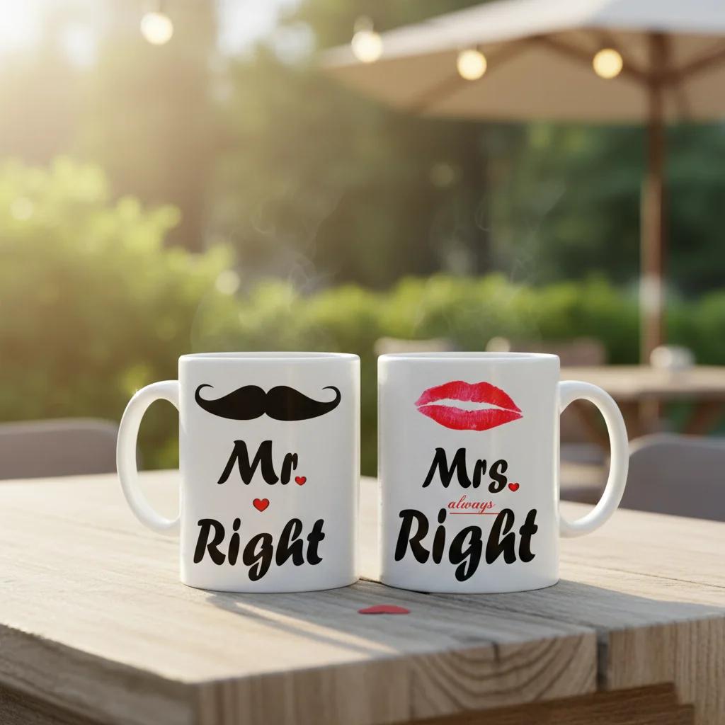 Zpics Romantic Mr Right Mrs Always Right Coffee Mug for Couples