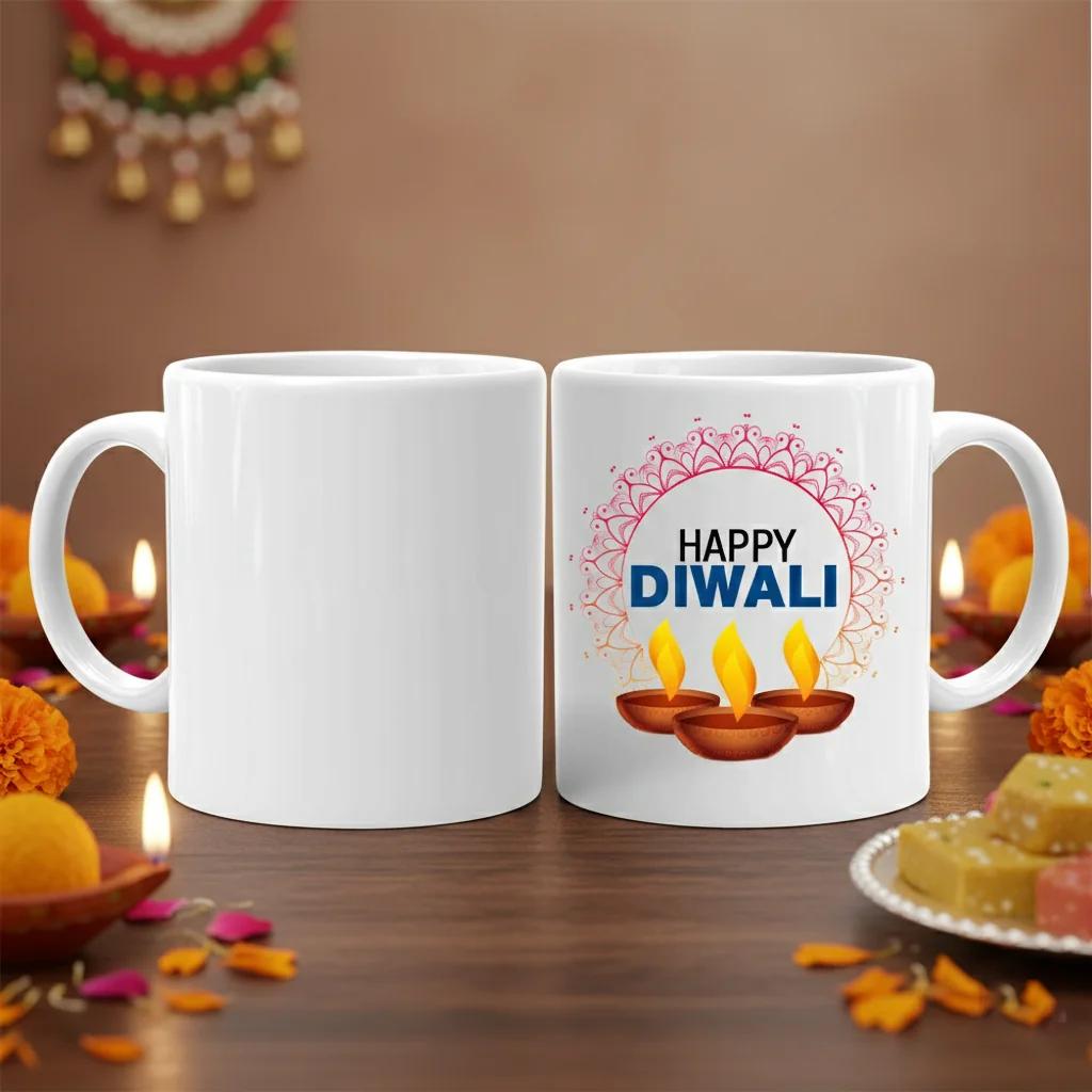 Zpics Personalized Diwali Coffee Mug for Colleagues Family and Friends