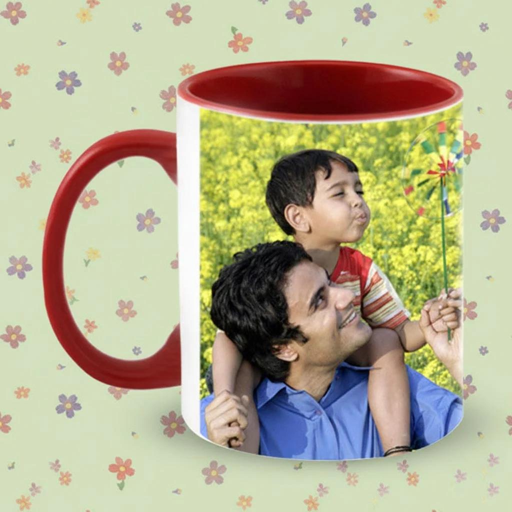 MH Decors Personalized Red Interior Wrap Around Coffee Mug Custom Photo Design