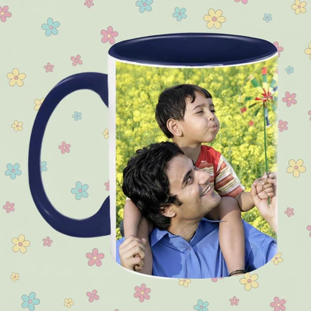 MH Decors Personalized Blue Interior Wrap Around Coffee Mug Custom Photo Design