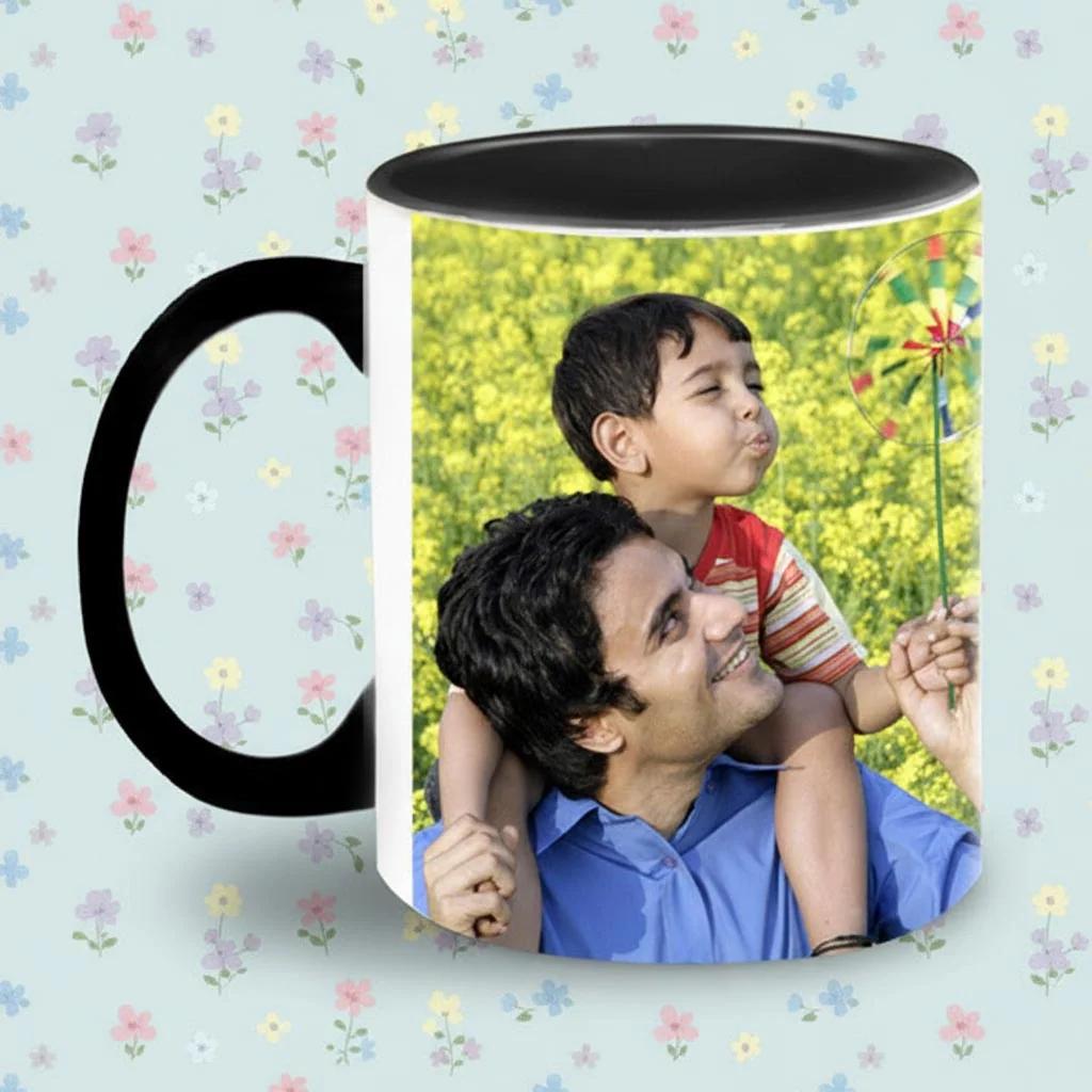 MH Decors Personalized Black Interior Wrap Around Coffee Mug Custom Photo Design