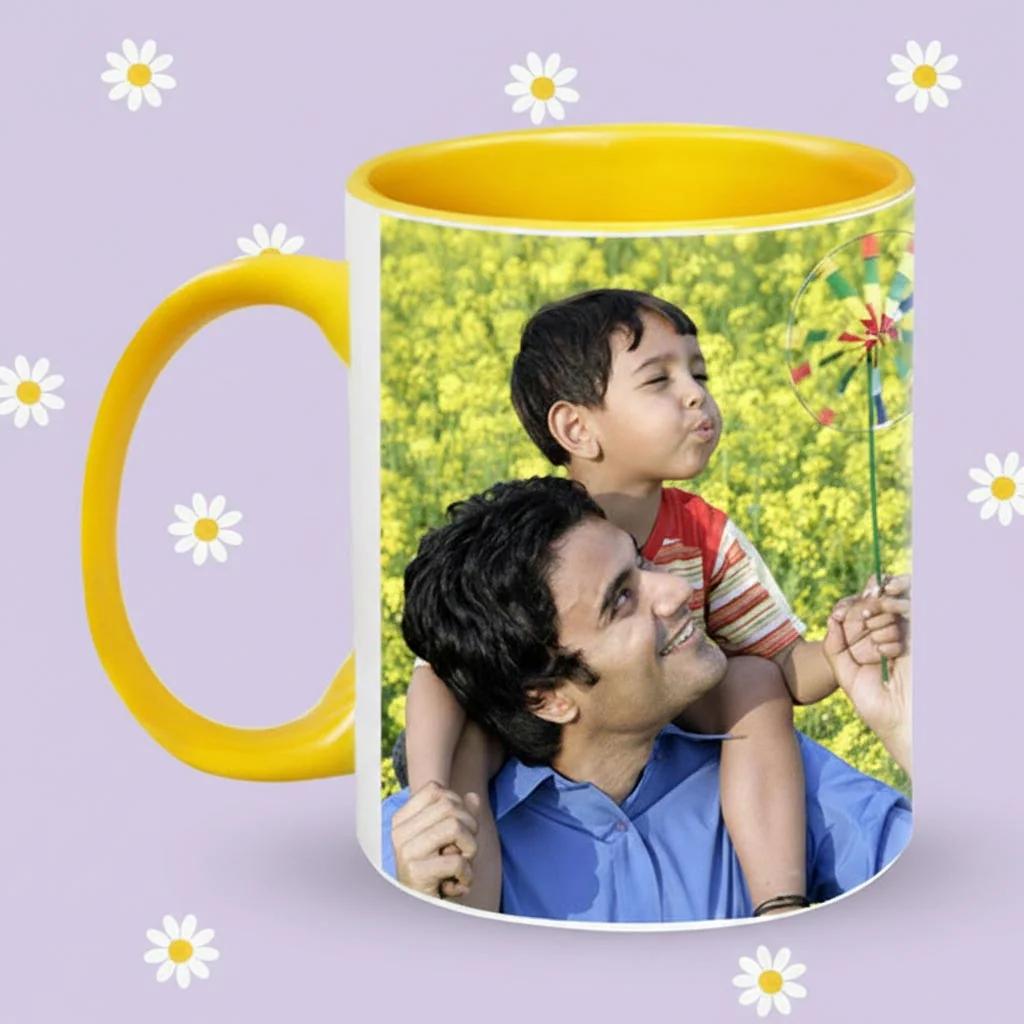 MH Decors Personalized Yellow Interior Wrap Around Coffee Mug Custom Photo Design