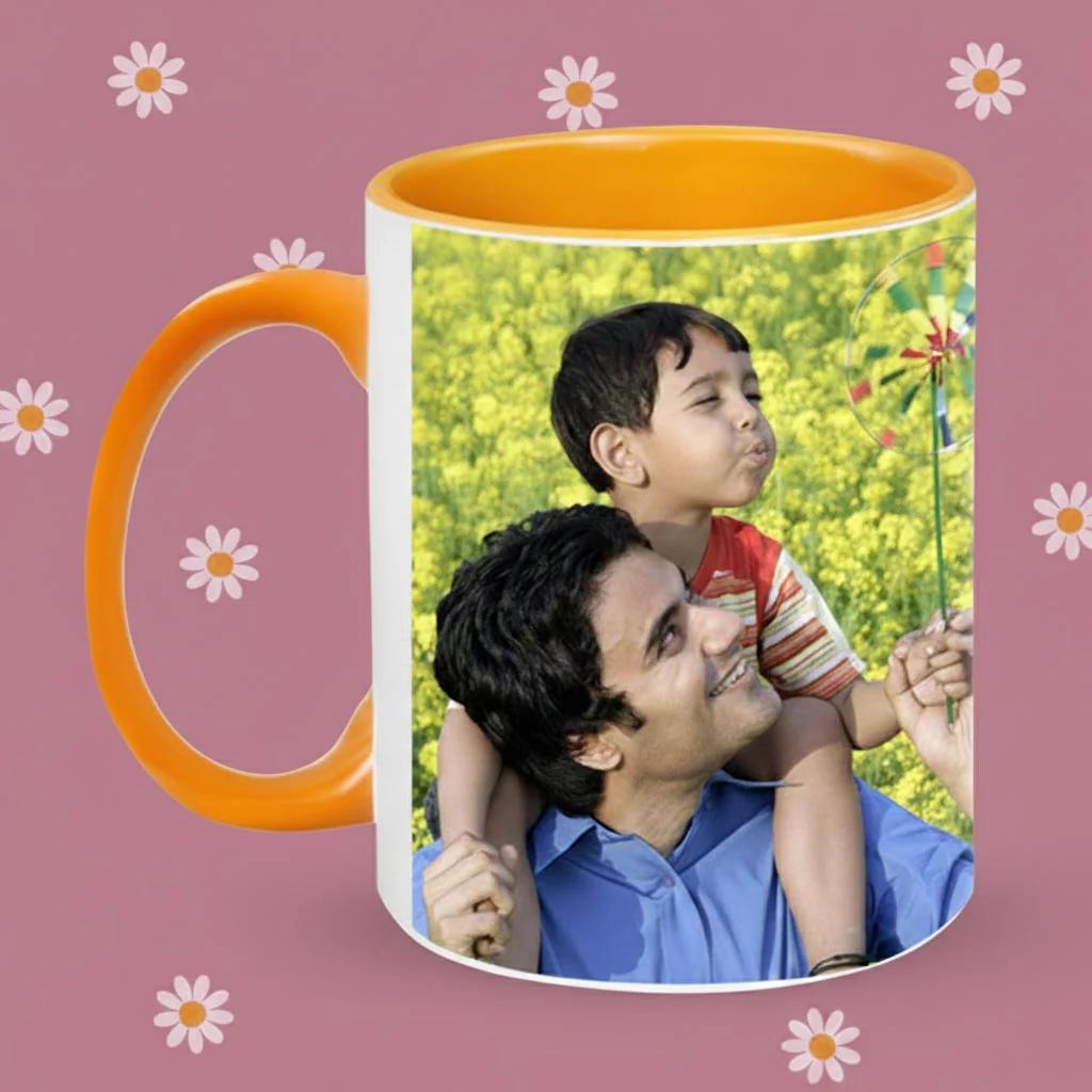 MH Decors Personalized Orange Interior Wrap Around Coffee Mug Custom Photo Design