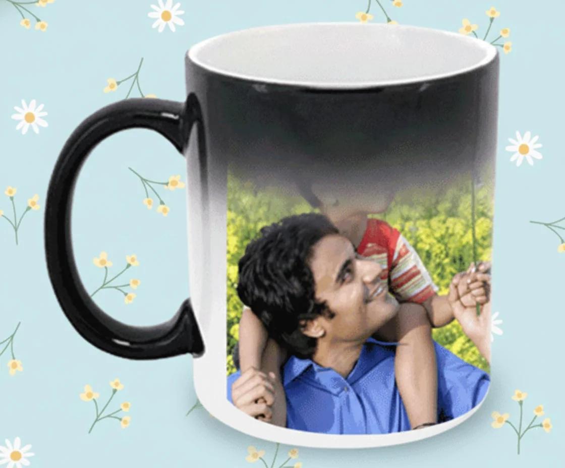 MH Decors Personalized Black Interior Heat Sensitive Coffee Mug Wrap Around Design