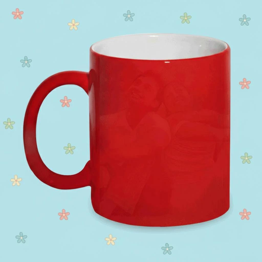 MH Decors Red Colour Heat Sensitive Coffee Mug Personalized Wrap Around Gift
