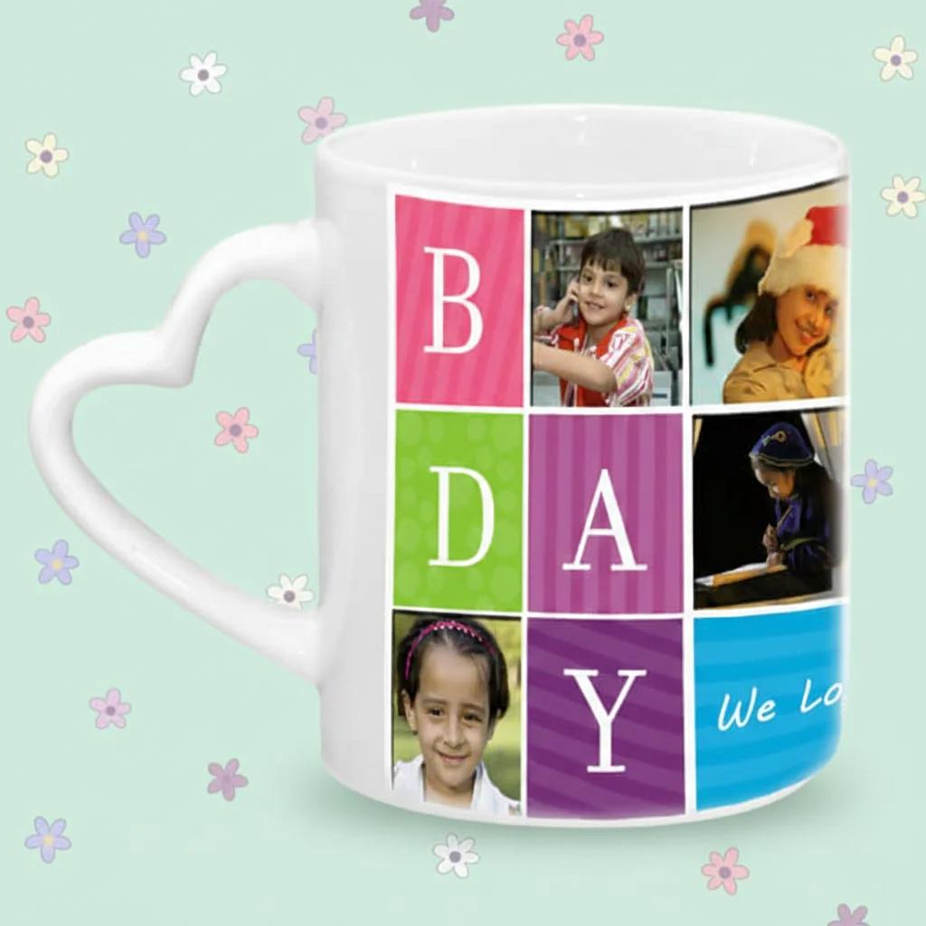 MH Decors Romantic Heart Shaped Coffee Mug Happy Birthday Custom Printed Gift