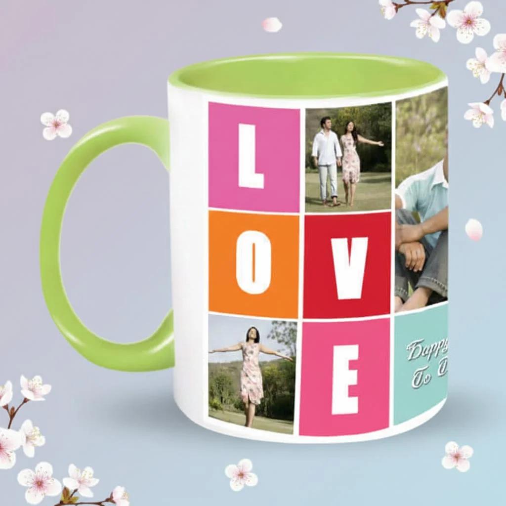 MH Decors Heat Sensitive Love Coffee Mug Green Interior Personalized Gift for Her
