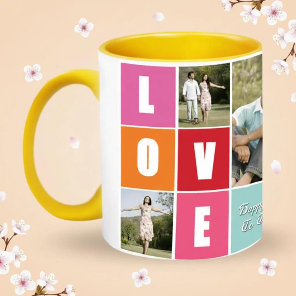 MH Decors Romantic Love Mug Premium Coffee Mug Yellow Inside Gift Idea