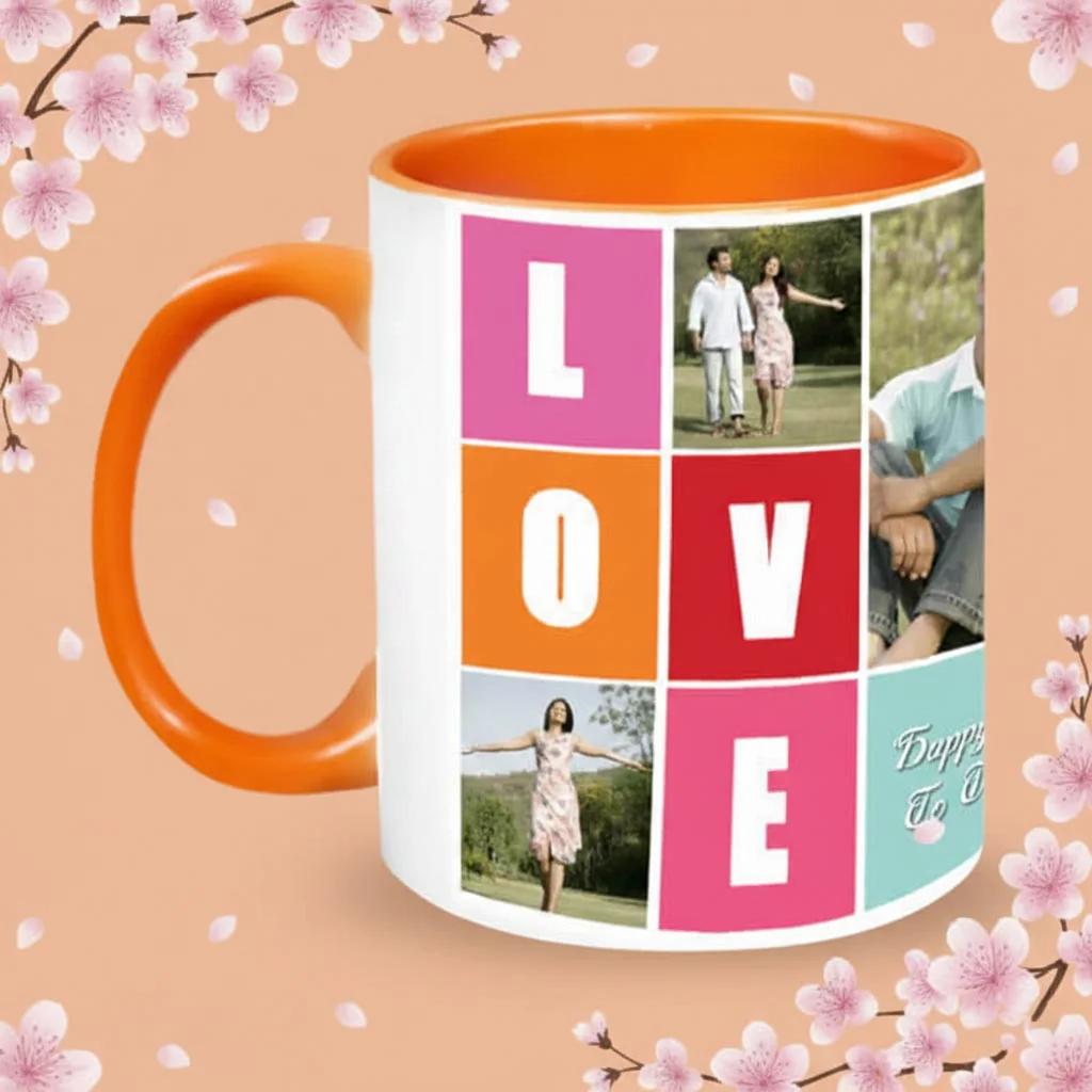 MH Decors Romantic Love Mug Premium Coffee Mug Orange Inside Gift Idea