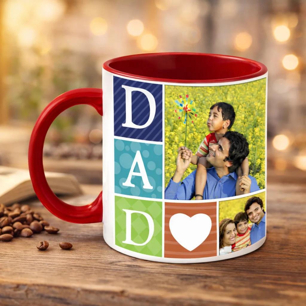 MH Decors Personalized Red Interior Superhero Dad Coffee Mug Birthday Present