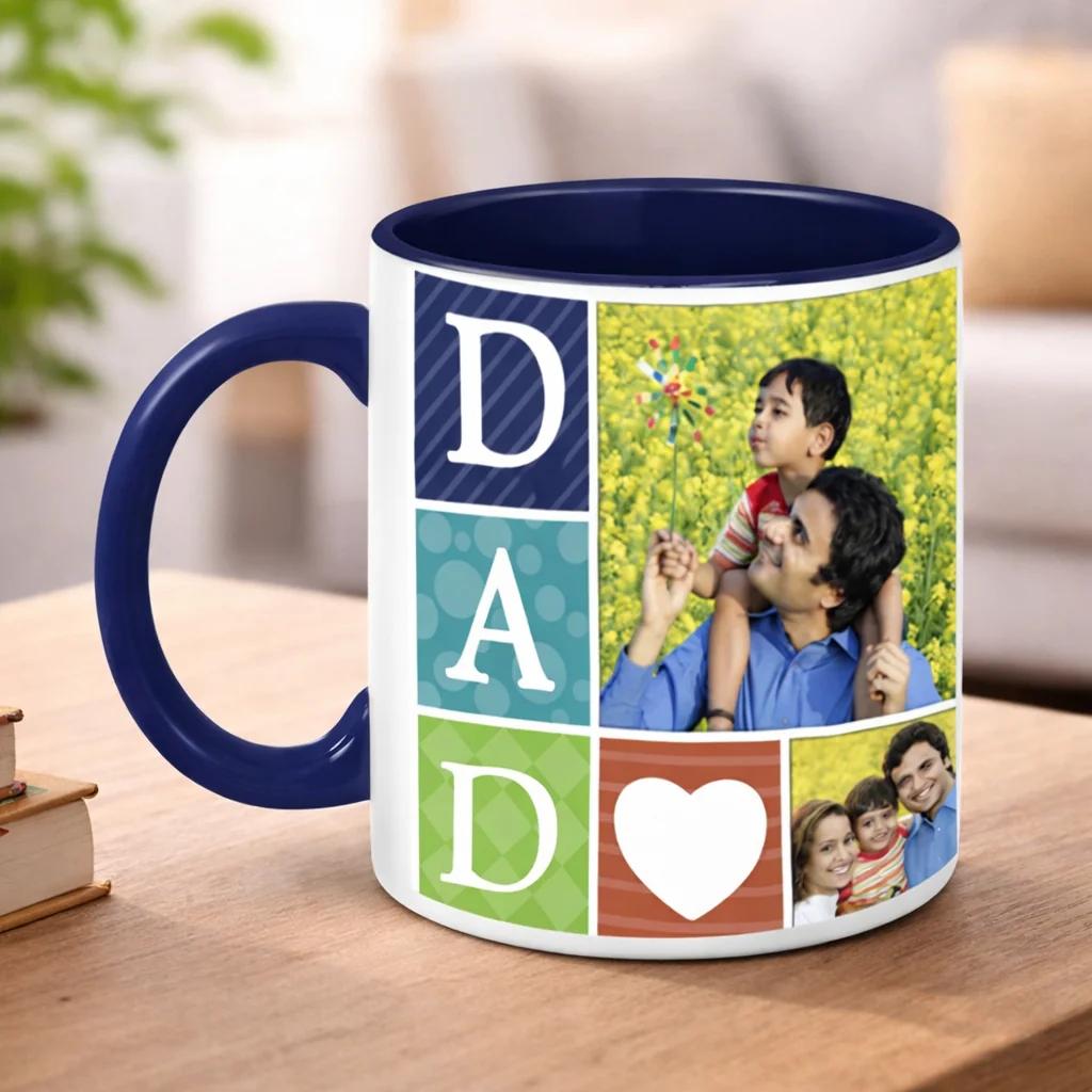 MH Decors Personalized Blue Interior Superhero Dad Coffee Mug Birthday Present