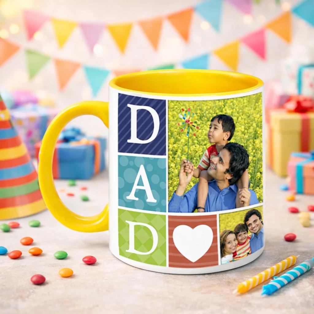 MH Decors Heat Sensitive Yellow Inside My Dad My Superhero Birthday Coffee Mug