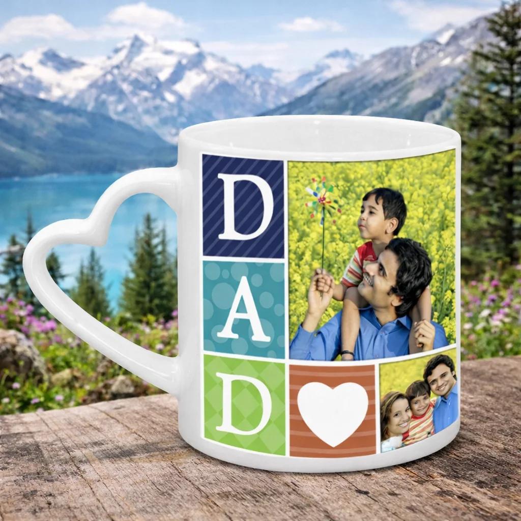 MH Decors Romantic Heart Shaped Coffee Mug My Dad My Superhero Birthday Gift