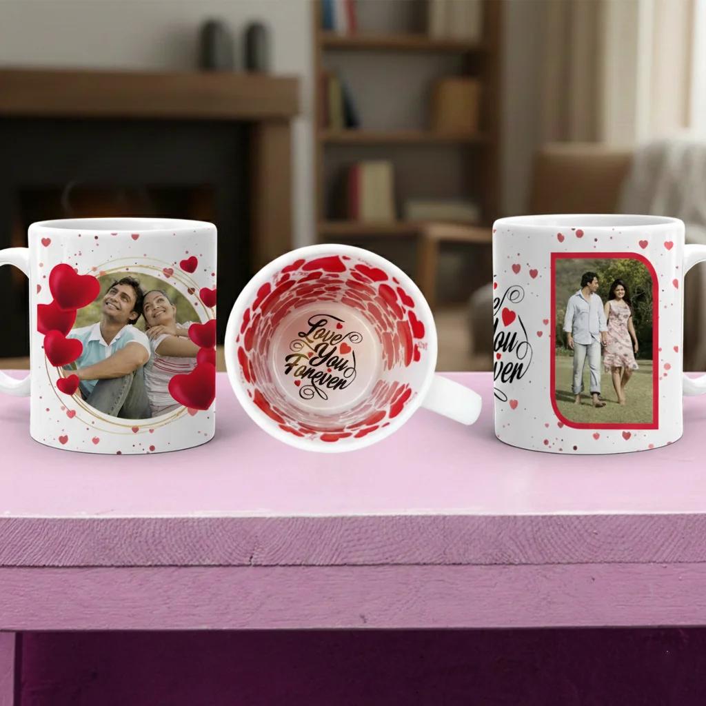 MH Decors Unique Love You Forever Coffee Mug Choose Two Photos Gift for Loved Ones