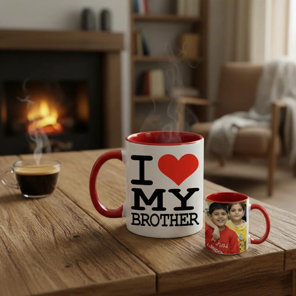 MH Decors Personalized I Love My Brother Coffee Mug Gift for Brother