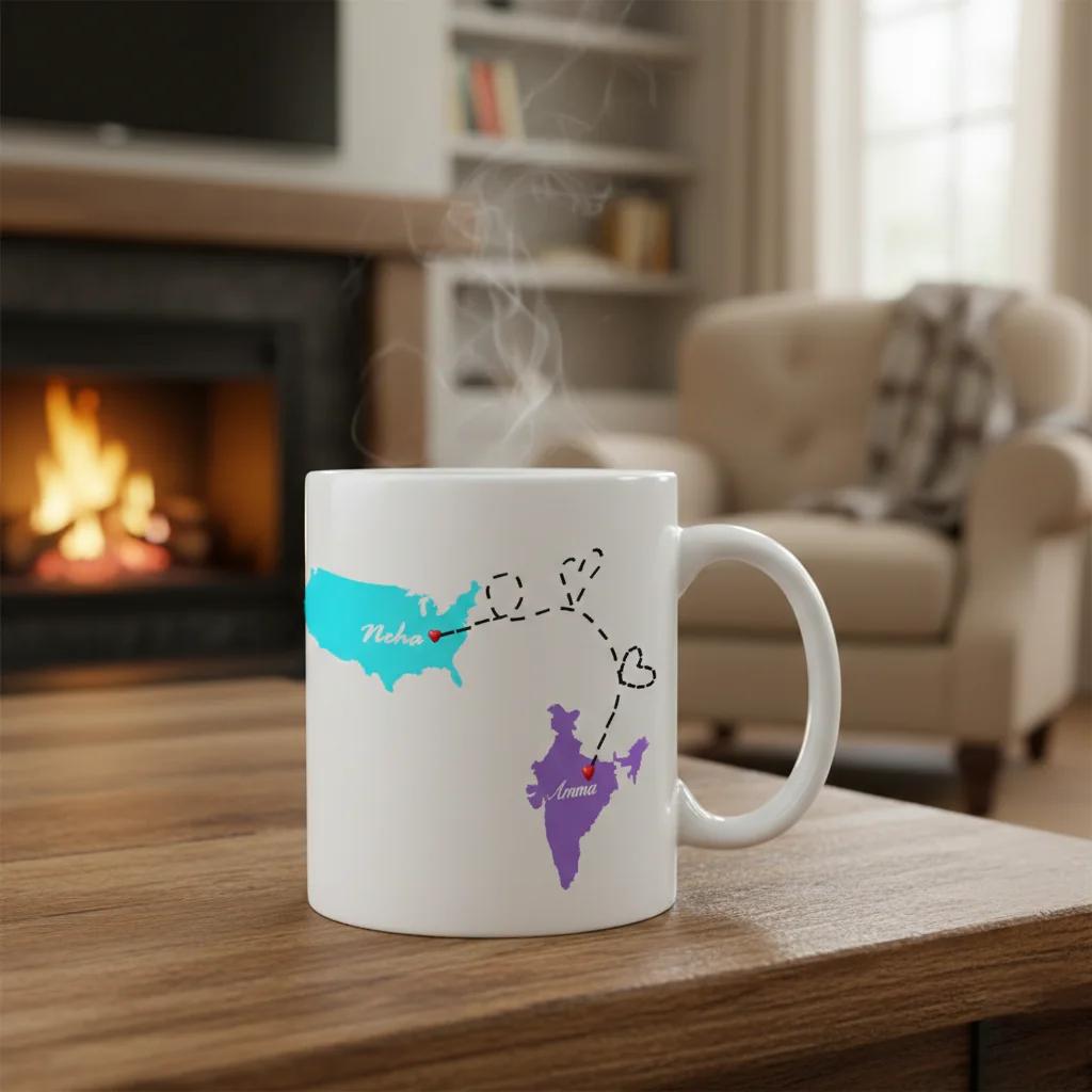 MH Decors Custom Long Distance Coffee Mug for Girlfriend Wife or Friend