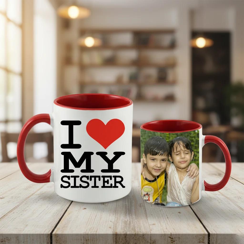 MH Decors Personalized I Love My Sister Coffee Mug Gift for Sister