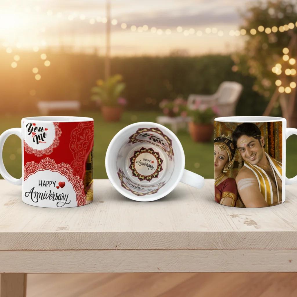 MH Decors Personalized Happy Anniversary Coffee Mug for Couples