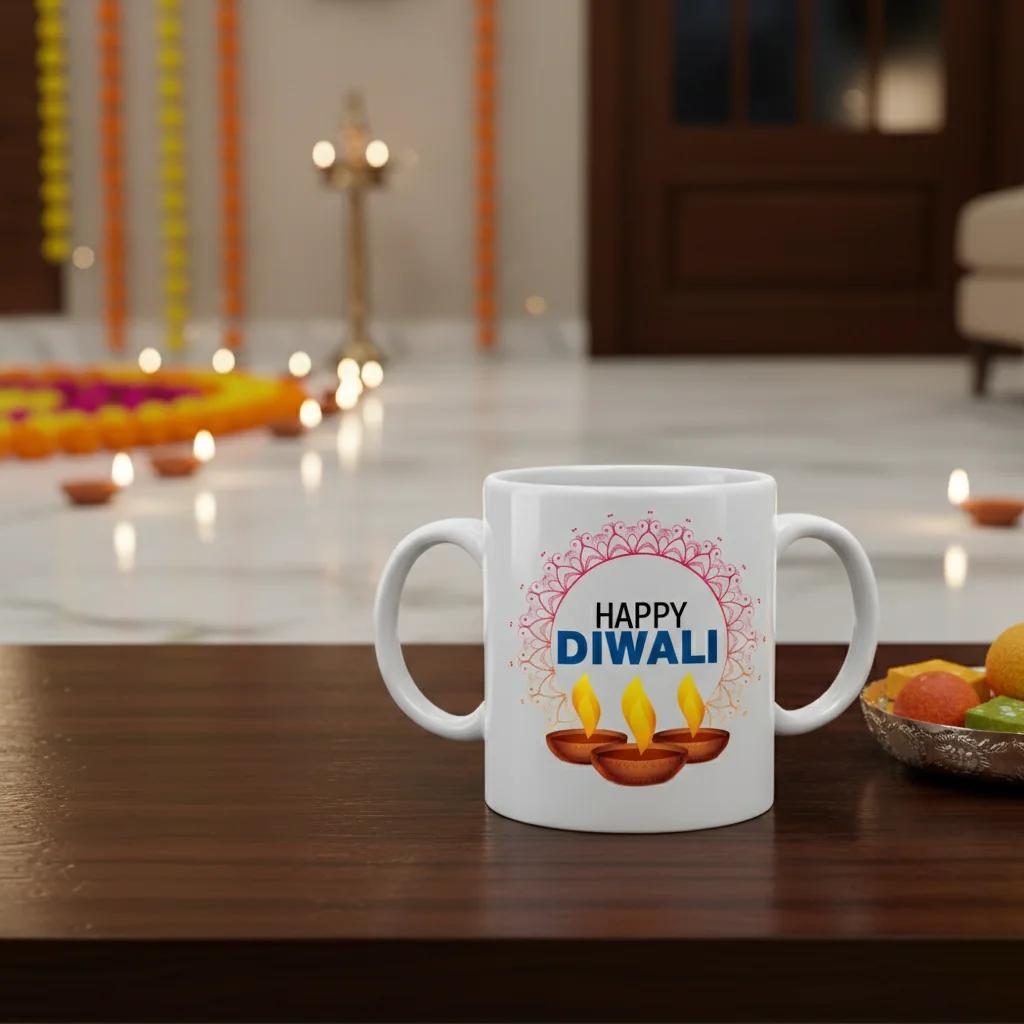 MH Decors Personalized Diwali Coffee Mug for Colleagues Family and Friends