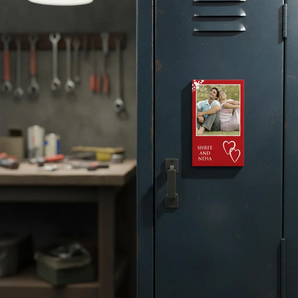 Zpics Set of 3 Personalized Heart Fridge Magnets for Valentine's Day 3.5x5.5