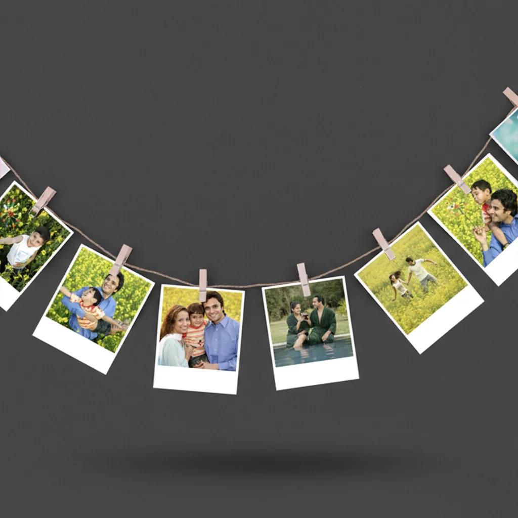 MH Decors Custom Photo Prints with Rope & Clips 2.9x3.3 inches