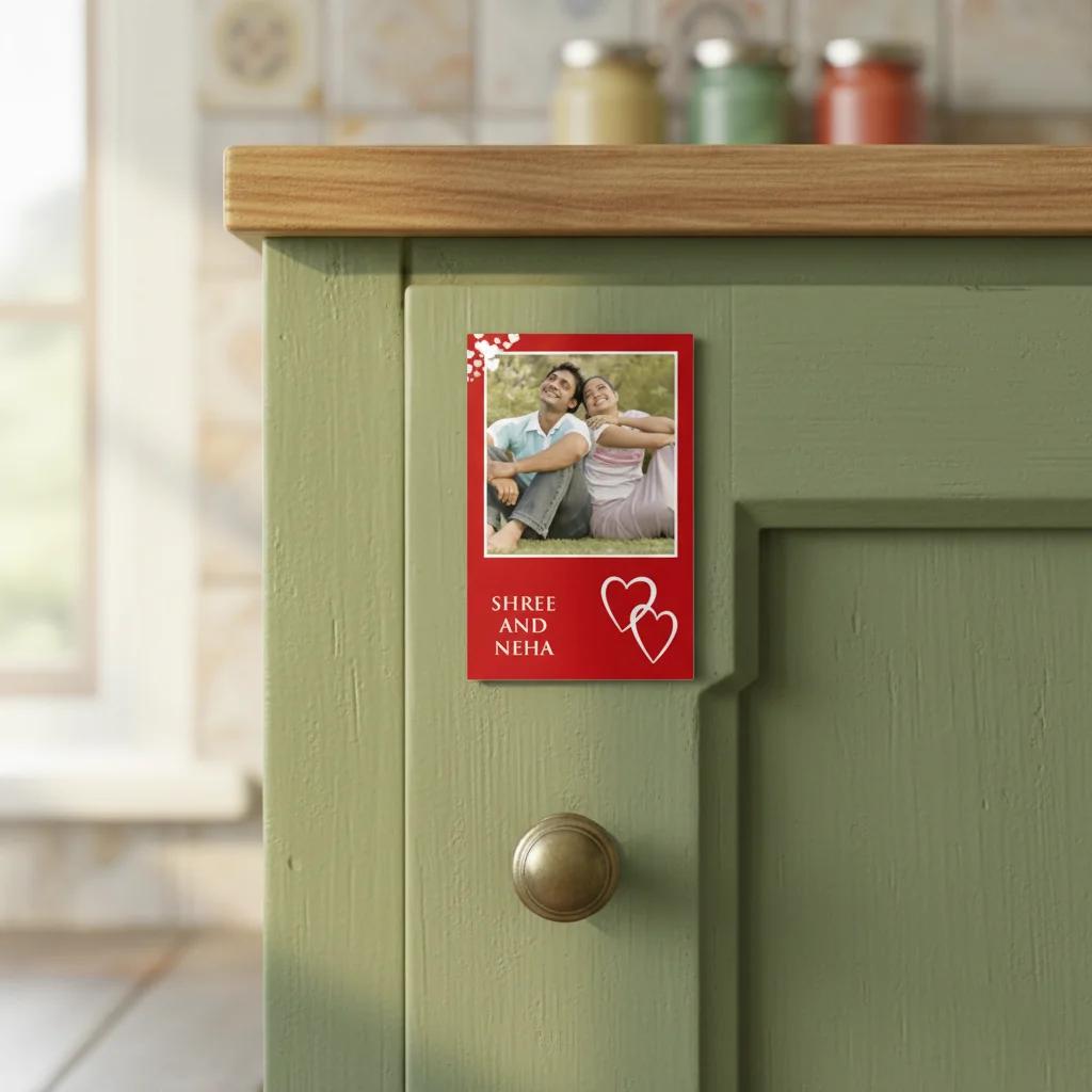 MH Decors Set of 2 Personalized Heart Fridge Magnets for Valentine's Day 3.5x5.5