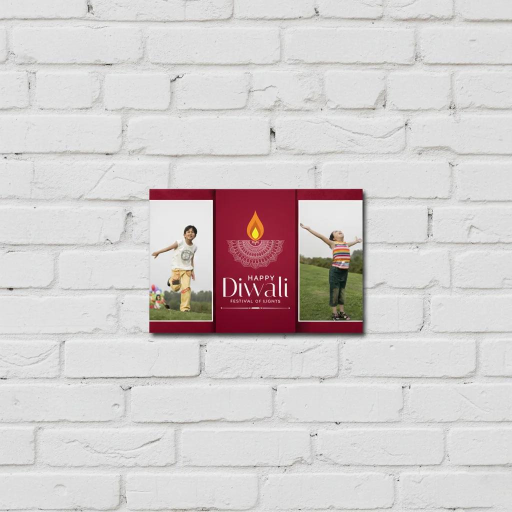 MH Decors Set of 2 Personalized Diwali Poster Fridge Magnets 3.5x5.5