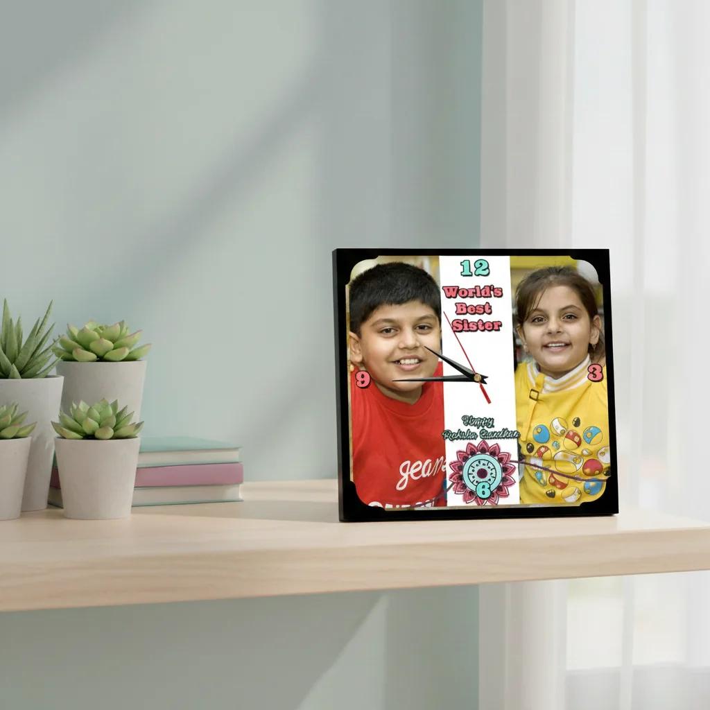 Zpics Personalized 6x6 Desktop Clock for Best Brother Perfect Gift for Him