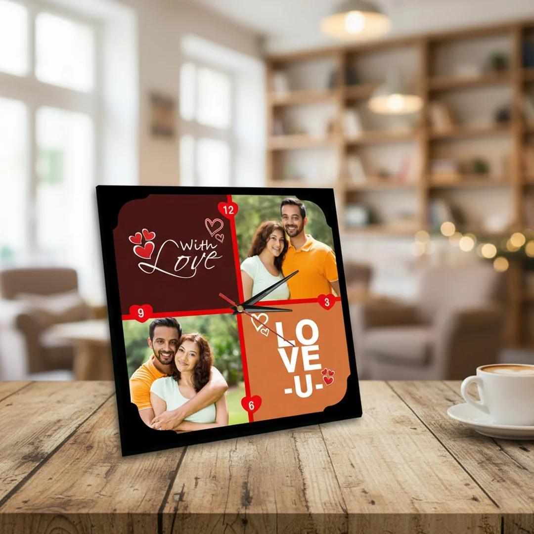 Zpics Custom 10x10 Couple's Love Table Clock Personalized Romantic Keepsake