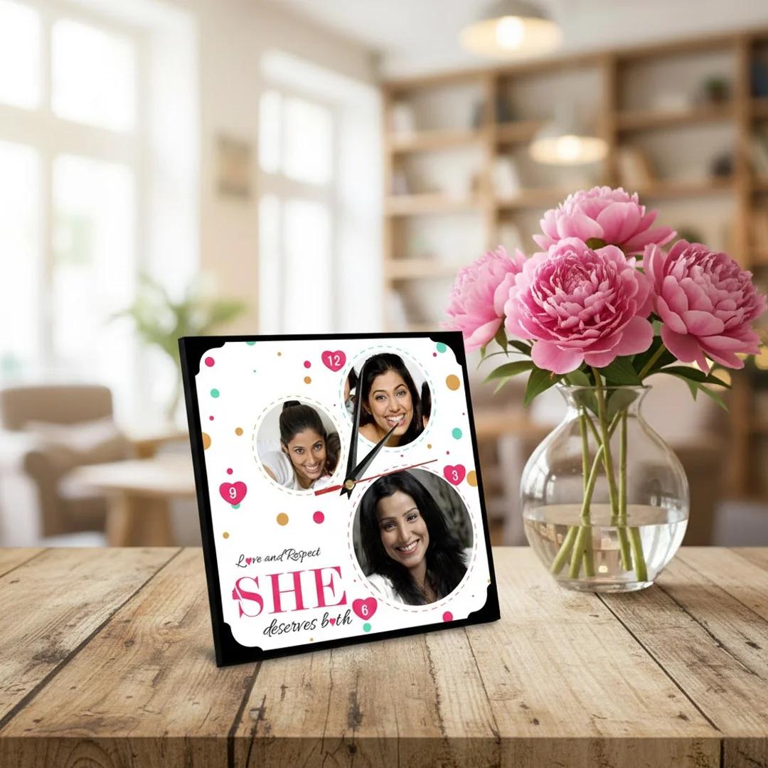 Zpics Unique Women's Day Gift 10x10 Inch Personalized Desktop Clock