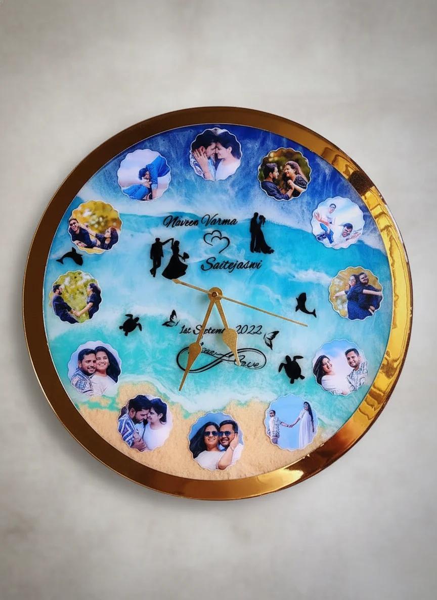 Zpics Personalized 14 Inch Wall Clock for Love's Moments Customizable with 13 Photos