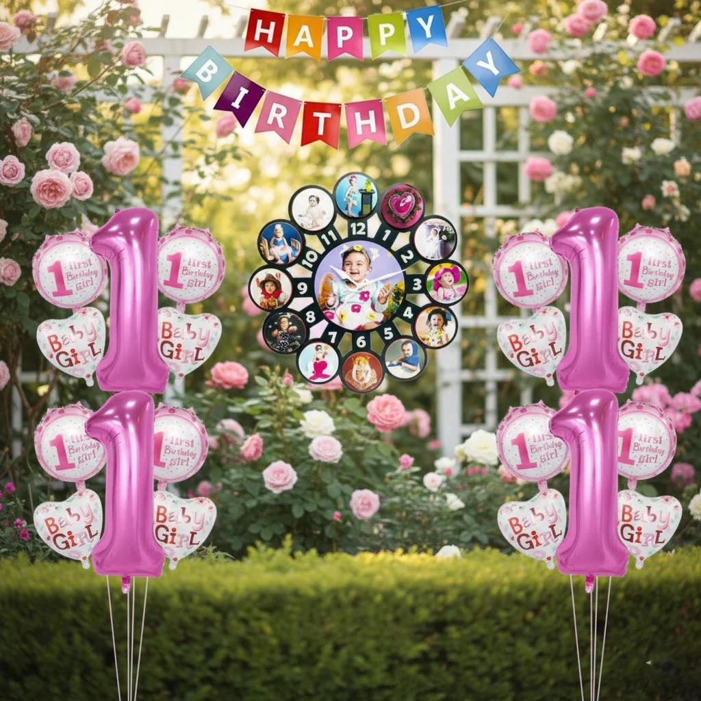 Zpics Custom 12 Months Baby Birthday Clock 14 Inches with 13 Photos