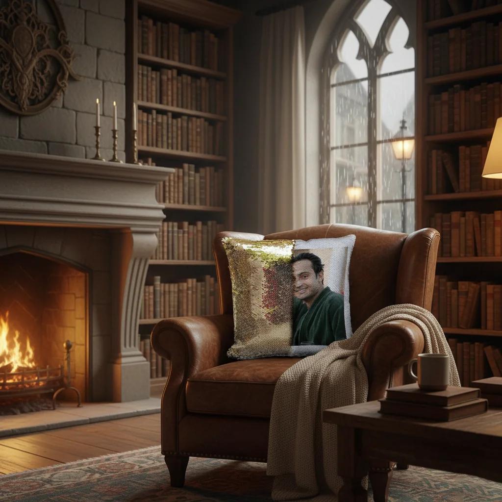 Zpics Custom Gold Square Magic Photo Pillow 15x15 with 3 Sides Printing Perfect for Special Events