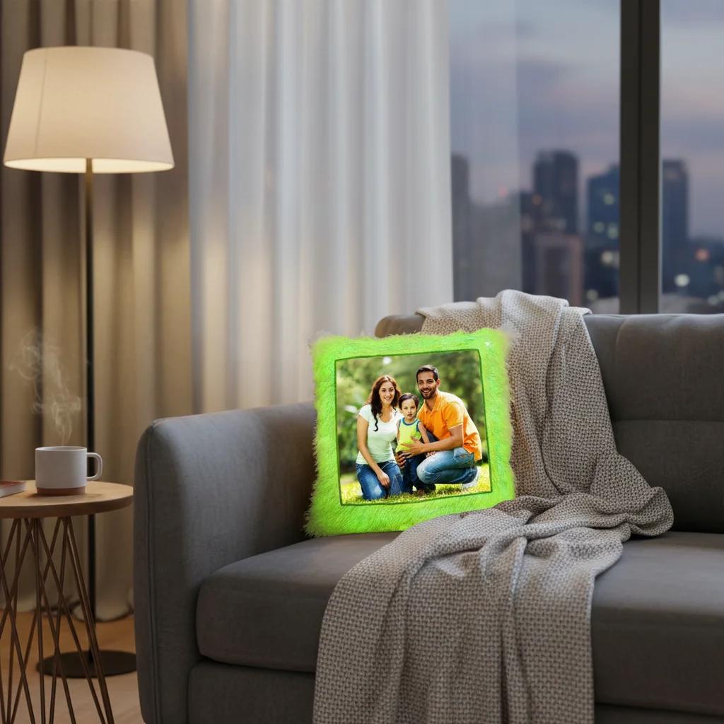 Zpics Customizable Square LED Magic Photo Pillow with Multi Colour & Remote Control