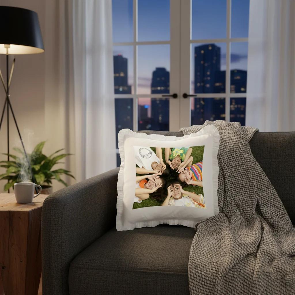 Zpics Customizable 12x12 Square Magic Photo Pillow with Cream Colour Pillow Cover