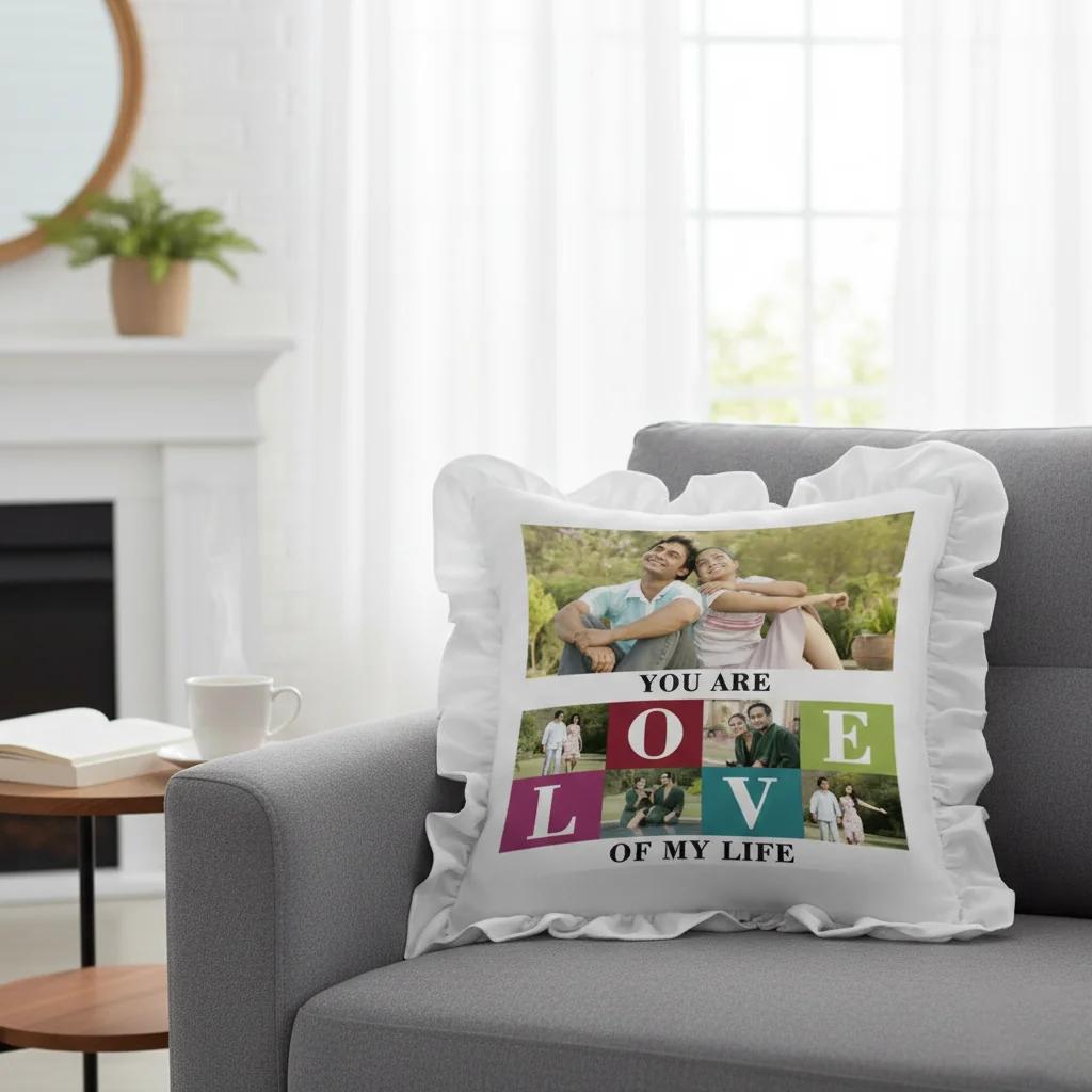 Zpics Square Pillow with Cream Cover Custom Gift for Loved Ones