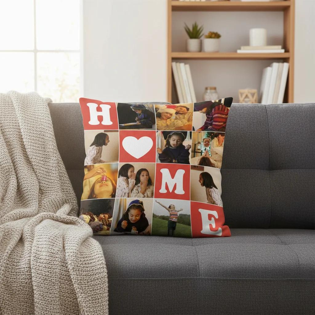 Zpics Custom 12x12 Double Sided Square Pillow White Colour Choose 20 Photos for Loved Ones