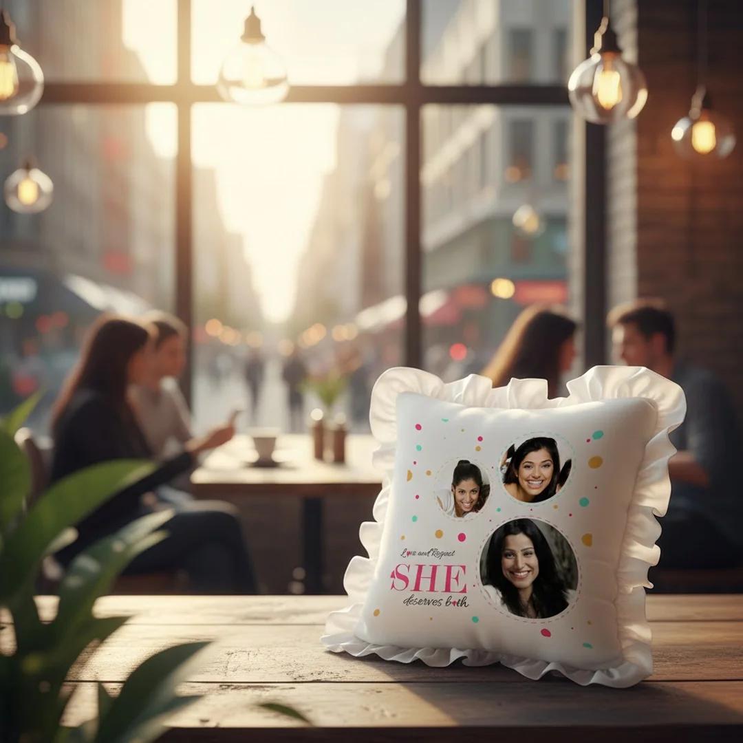Zpics Square Magic Photo Pillow for Women’s Day Choose 3 Photos Personalized Gift