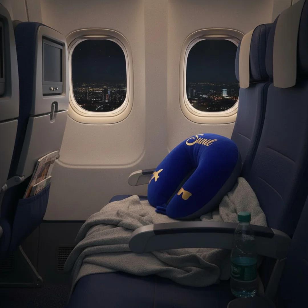 Zpics Customizable Blue Neck Pillow for Travellers Personalized Gift