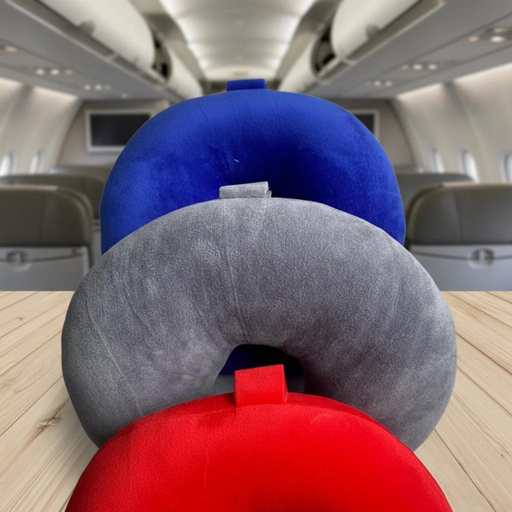 Zpics Customizable Grey Neck Pillow for Travellers Personalized Gift for Comfort