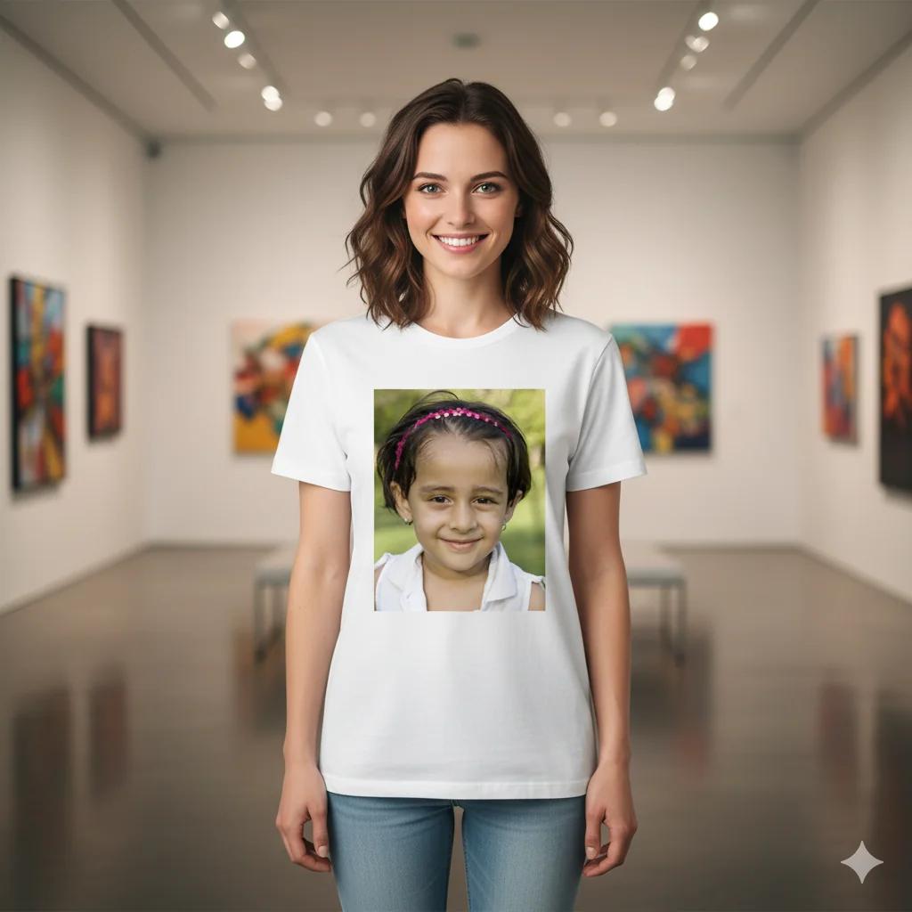 Zpics Unisex Round Neck White T-Shirt Small Size 36 with Personalized Photo Print